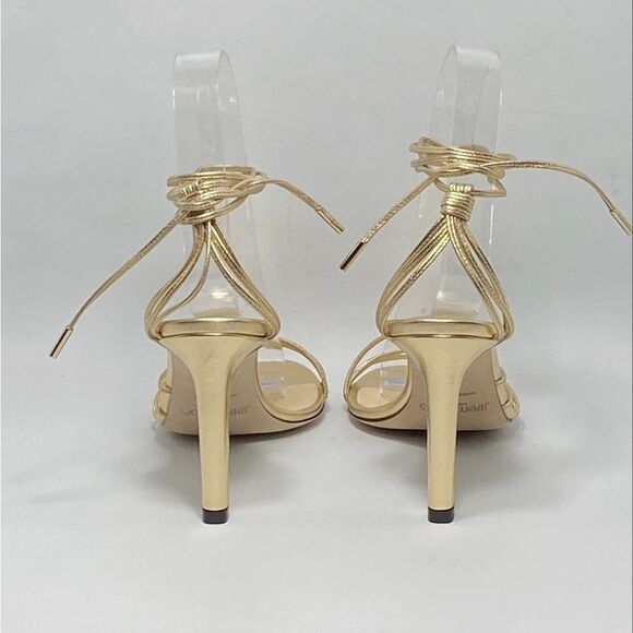 Jimmy Choo Antia Metallic Leather Ankle-Tie Sandals size 36 - Picture 8 of 12